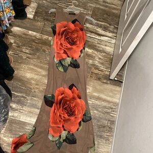 Floral Maxi Dress with Red Roses